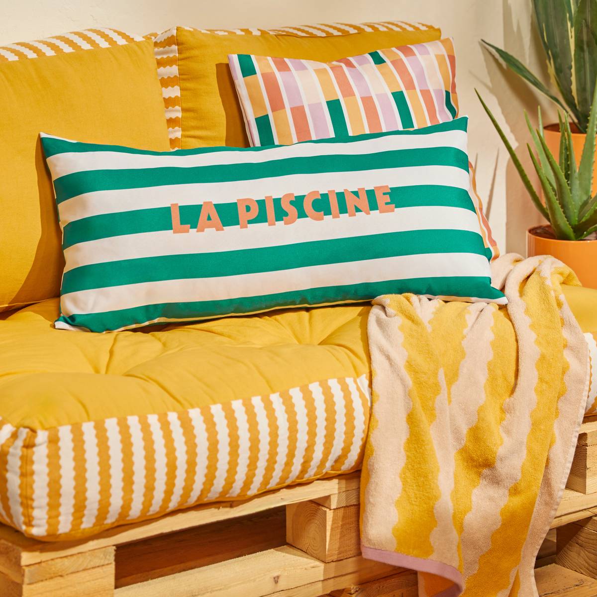 Cojín de suelo exterior rectangular POOLSIDE Amarillo