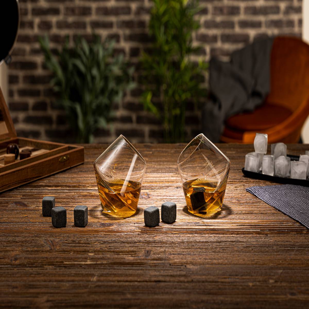 Estuche de 2 vasos de whisky con piedras “Whisky”