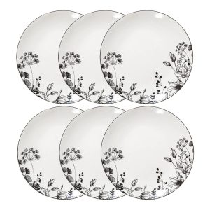 Juego de 6 platos de postre “White Floral”