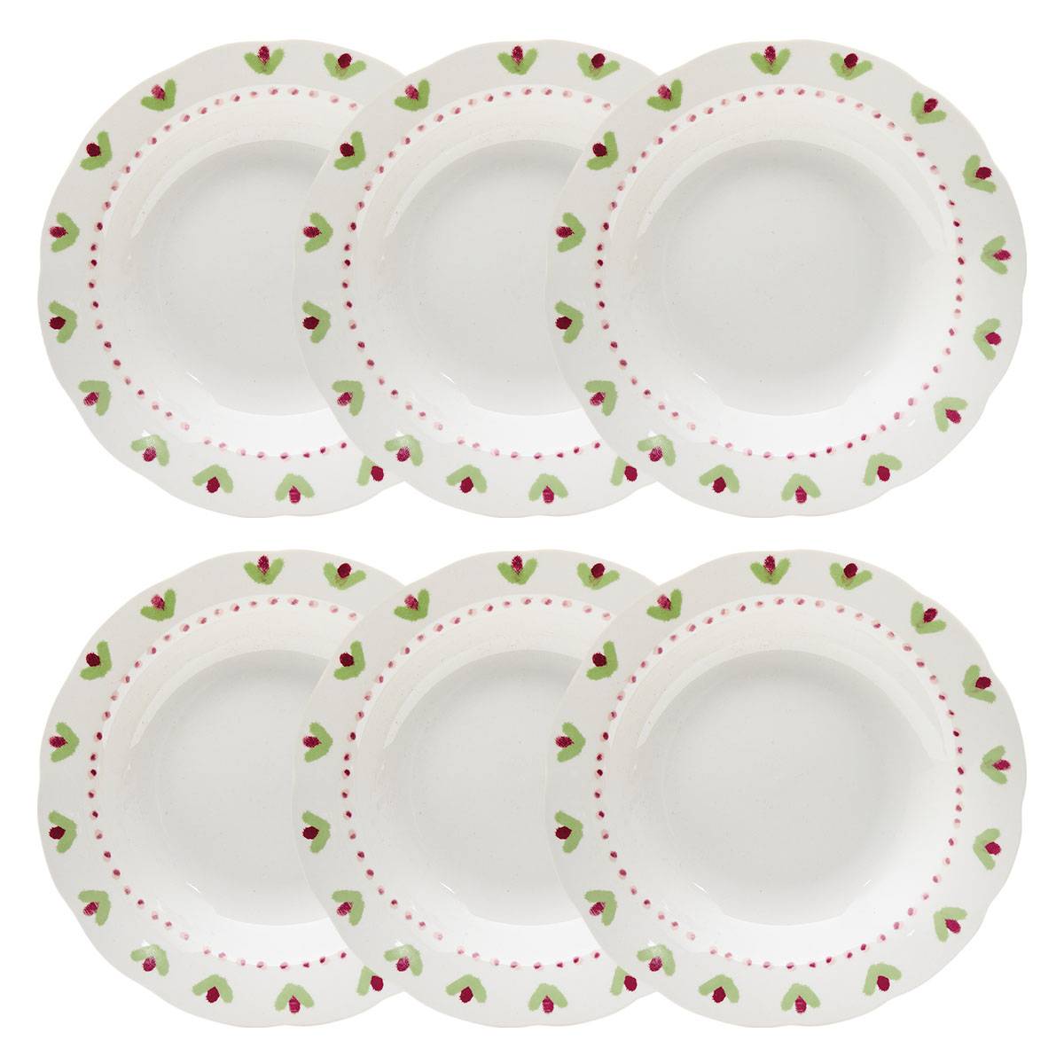 Juego de 6 platos hondos “Fleur De Rose”