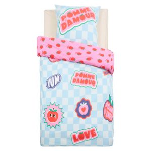 Juego de cama reversible “Manzana de amor” 200×140 cm