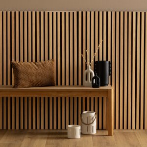 Lote de 2 paneles decorativos de listones de madera Colva