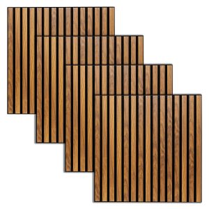 Lote de 4 paneles decorativos de listones de madera Colva