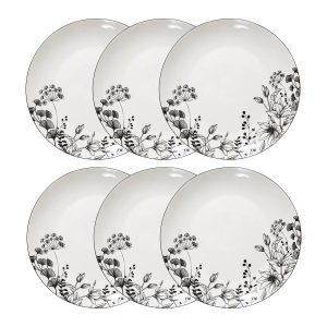 Lote de 6 platos llanos “White Floral”