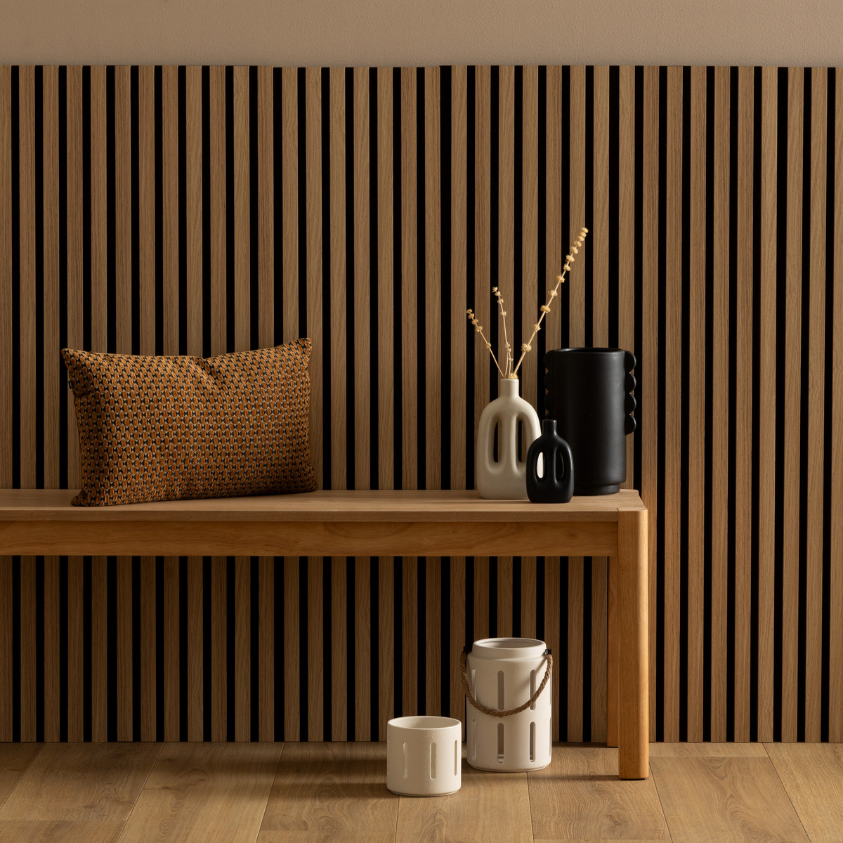 Panel decorativo de listones de madera “Colva”