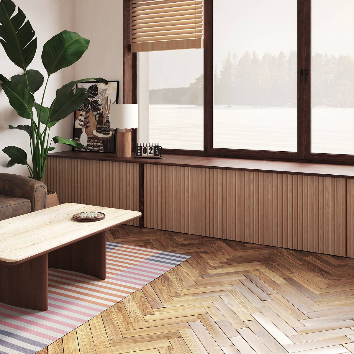 Panel decorativo de listones de madera “Colva”