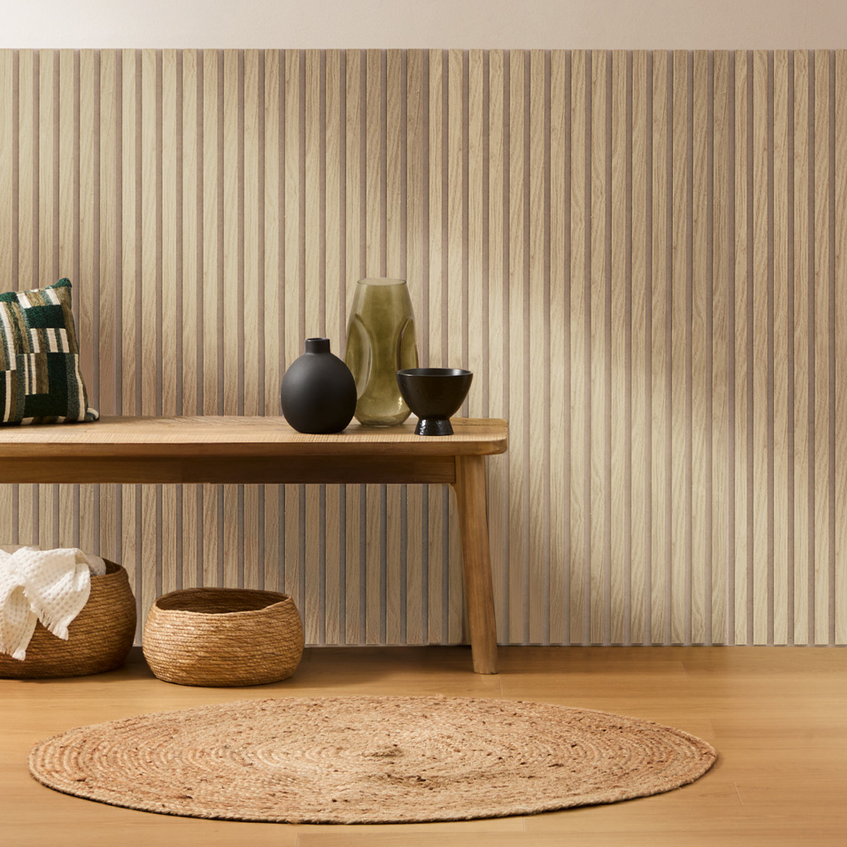 Panel decorativo de listones de madera “Colva”