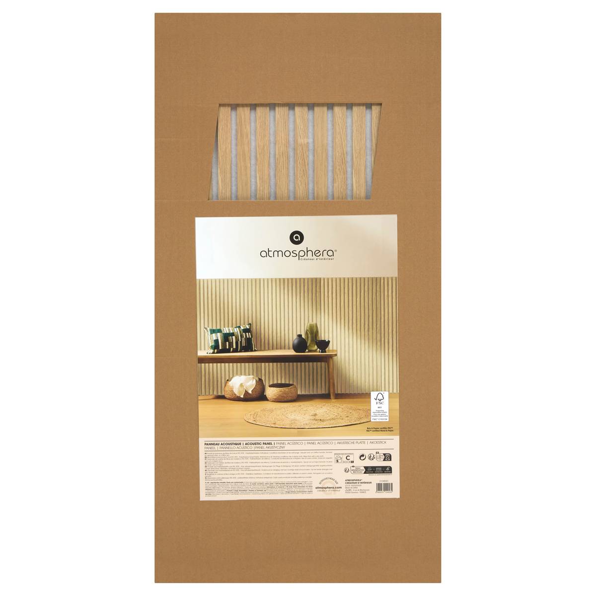 Panel decorativo de listones de madera “Colva”