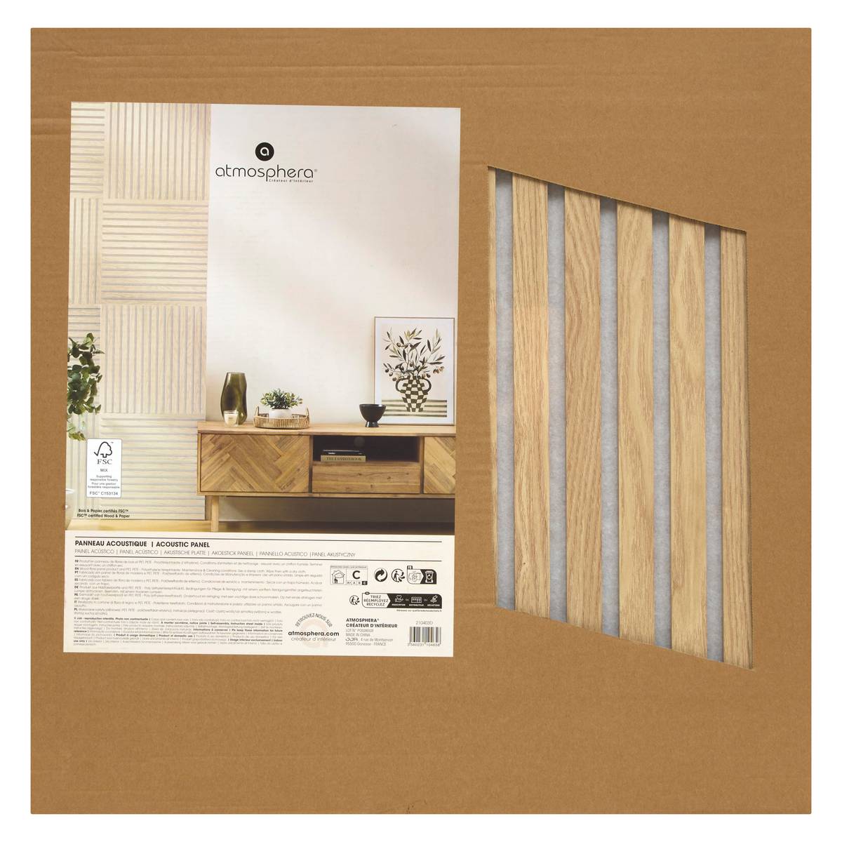 Panel decorativo de listones de madera “Colva”