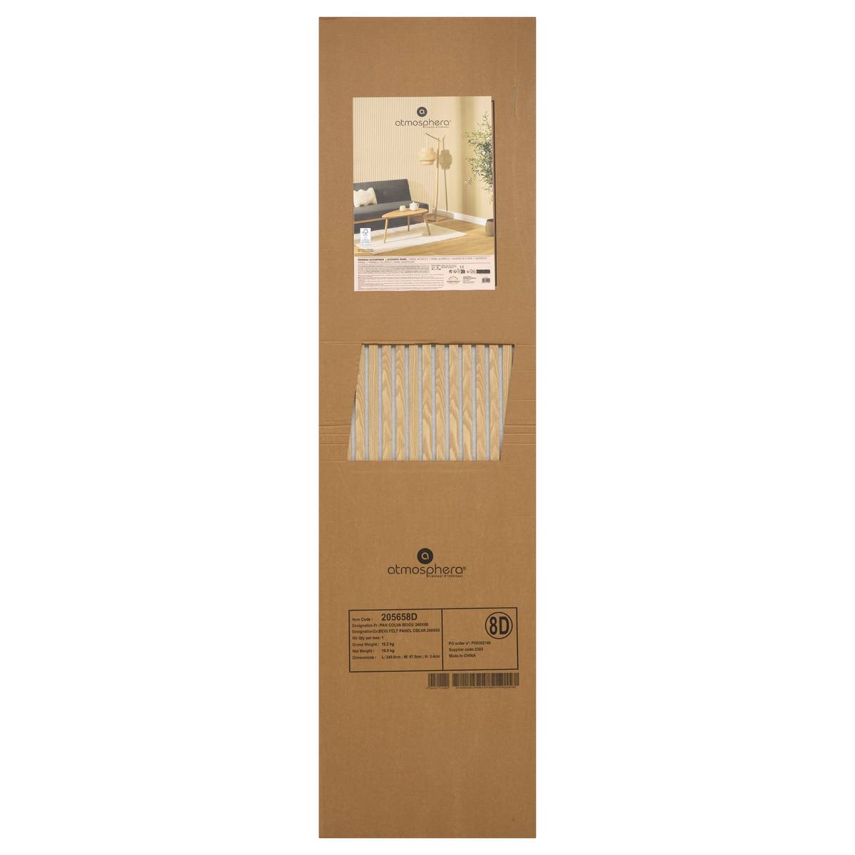 Panel decorativo de listones de madera “Colva”