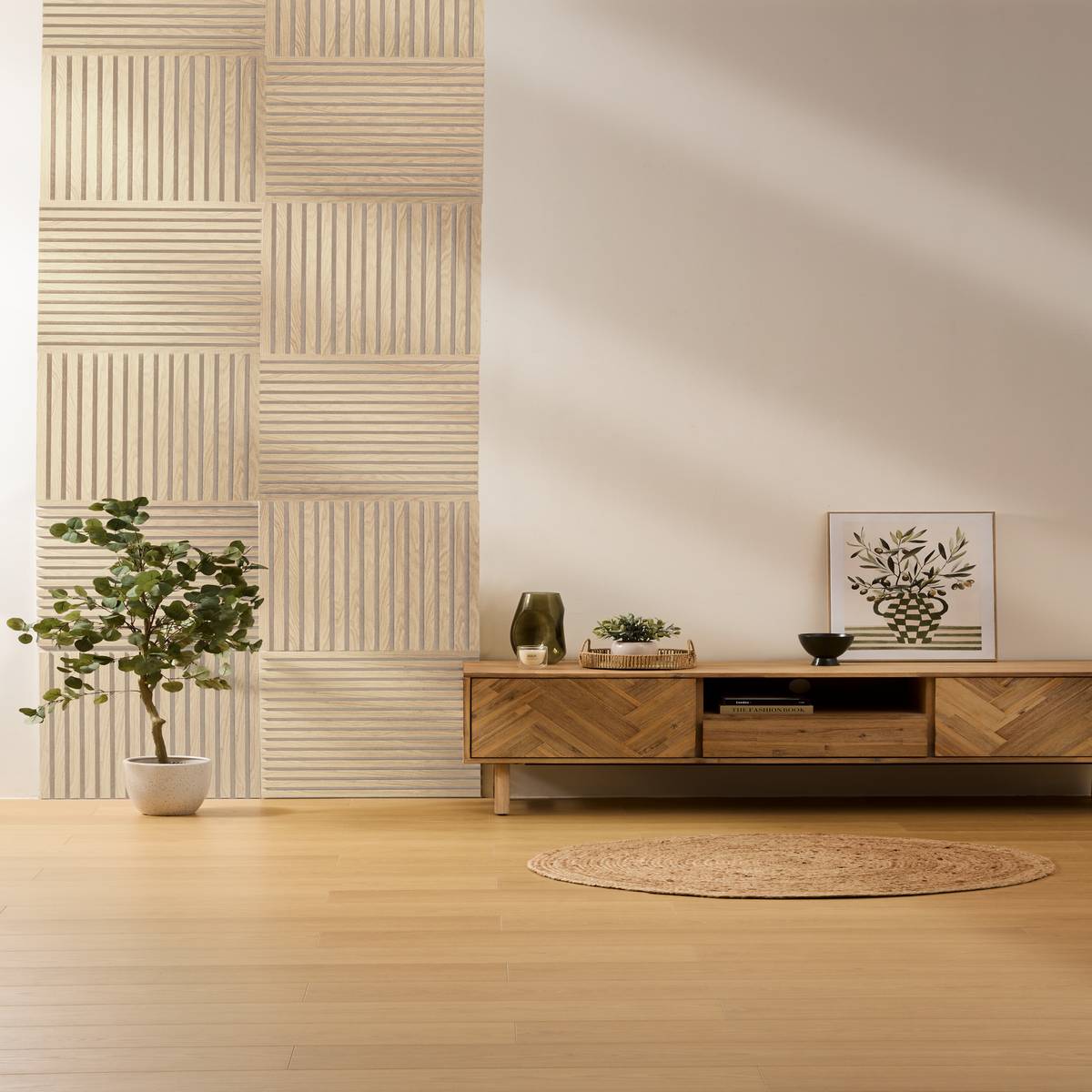 Panel decorativo de listones de madera “Colva”