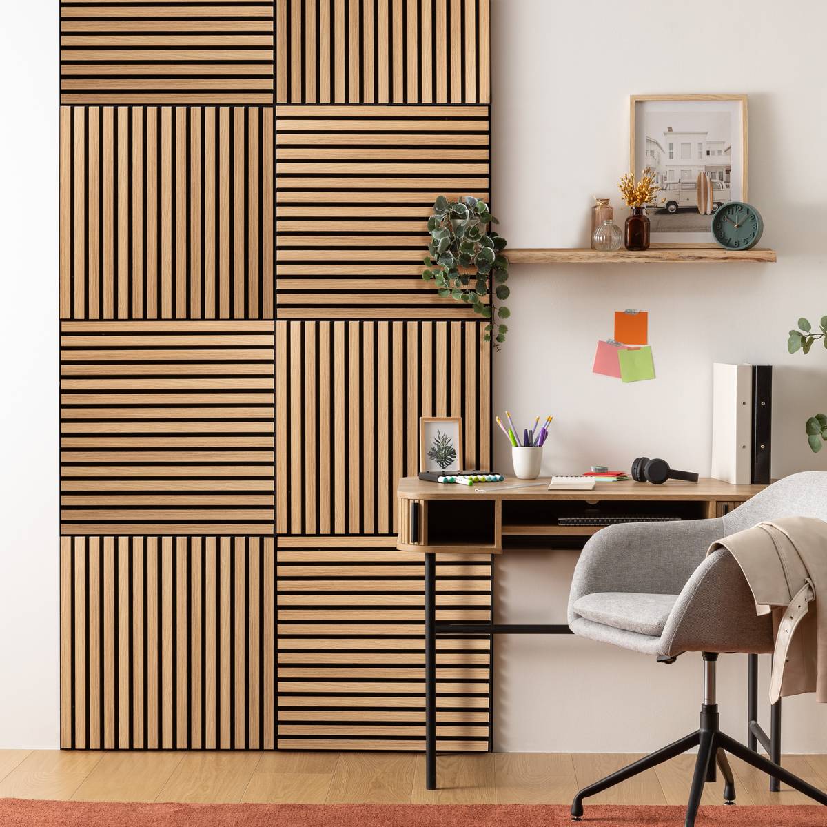 Panel decorativo de listones de madera “Colva”